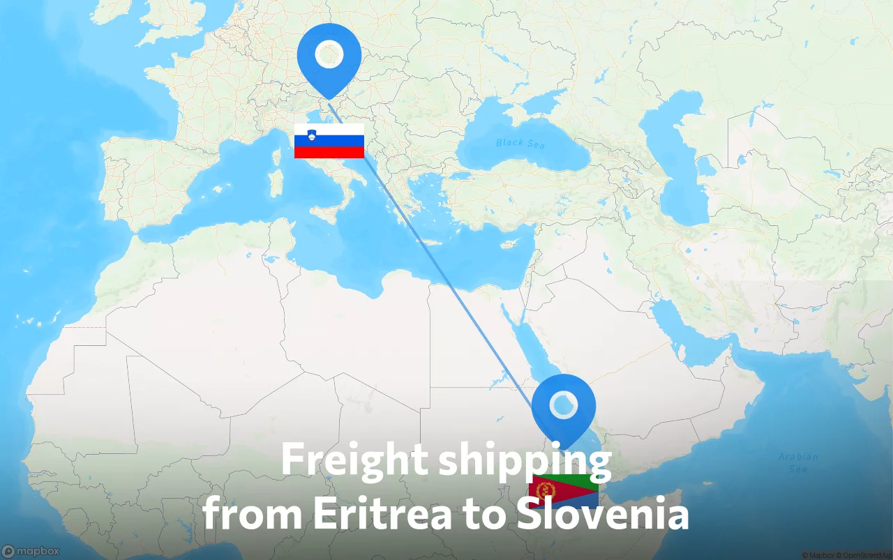 Shipping route from Eritrea to Slovenia