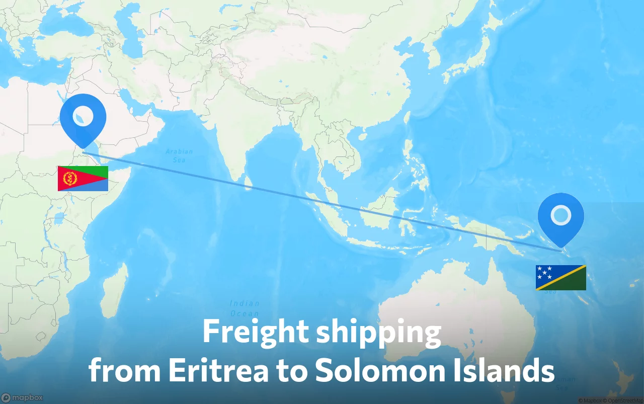 Shipping route from Eritrea to Solomon Islands