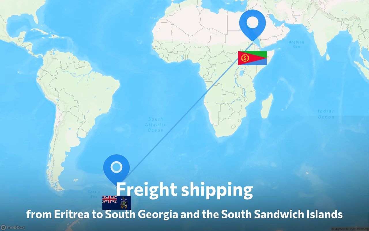 Shipping route from Eritrea to South Georgia and the South Sandwich Islands