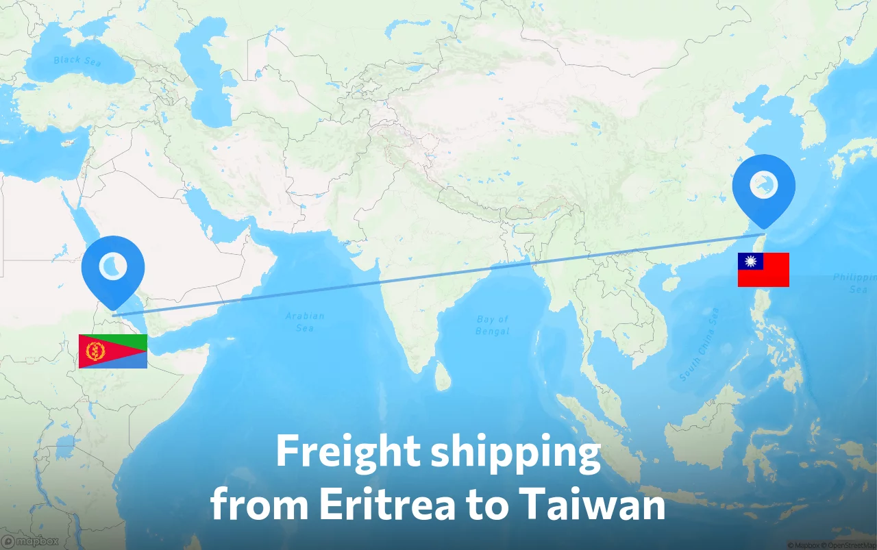 Shipping route from Eritrea to Taiwan