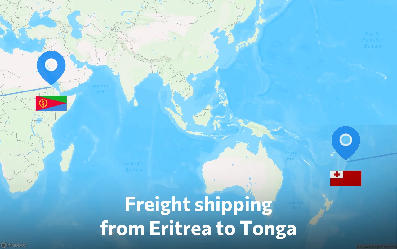 Shipping route from Eritrea to Tonga
