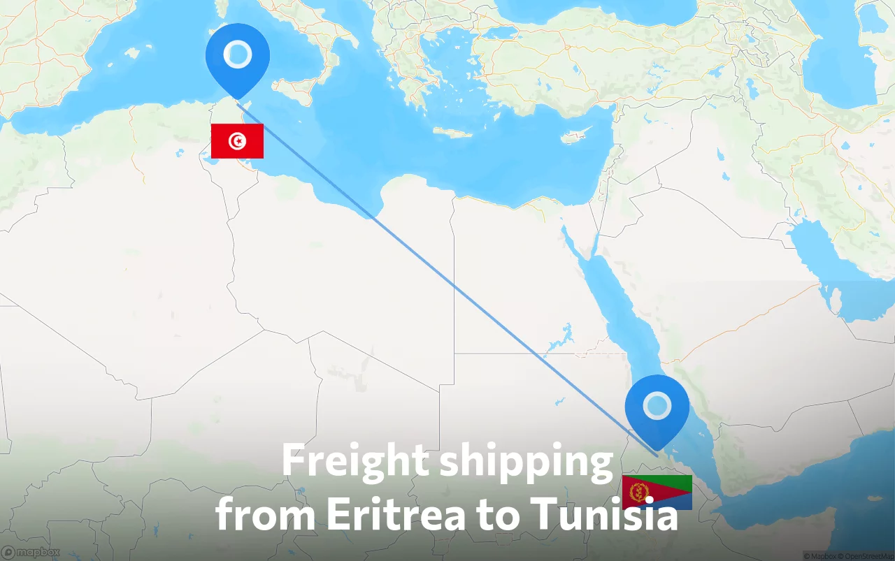 Shipping route from Eritrea to Tunisia
