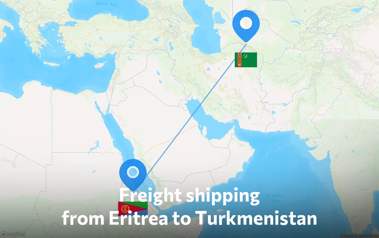 Shipping route from Eritrea to Turkmenistan