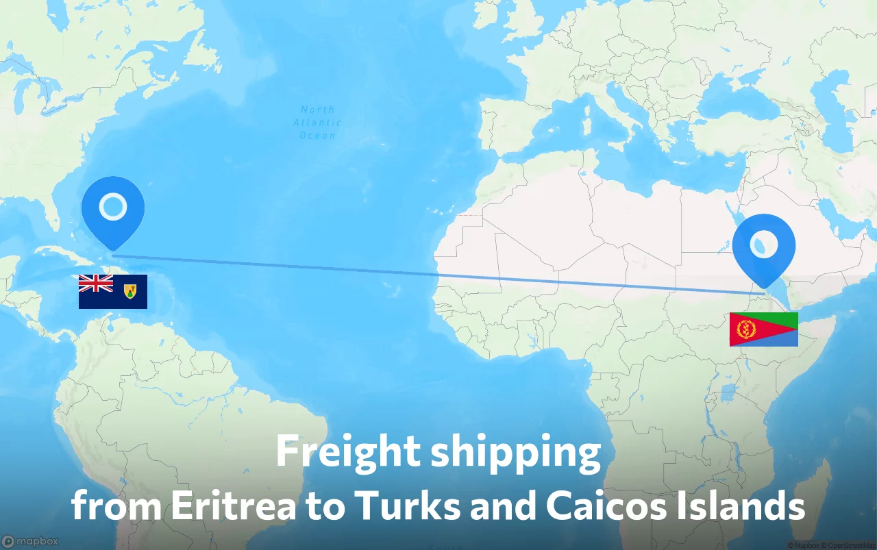 Shipping route from Eritrea to Turks and Caicos Islands