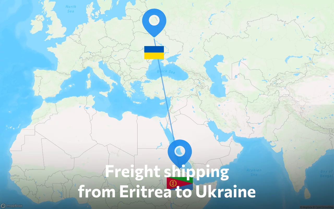 Shipping route from Eritrea to Ukraine