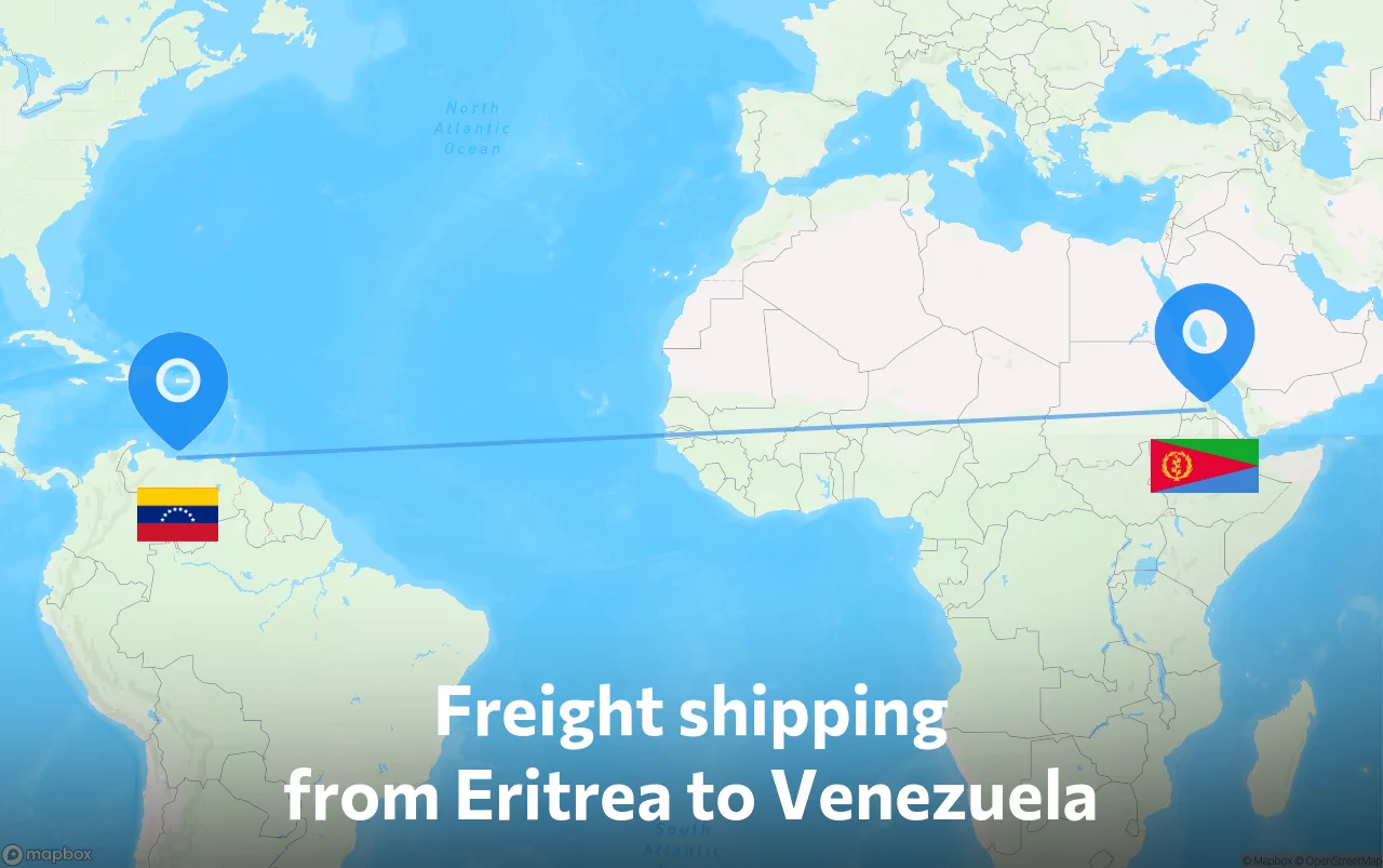 Shipping route from Eritrea to Venezuela