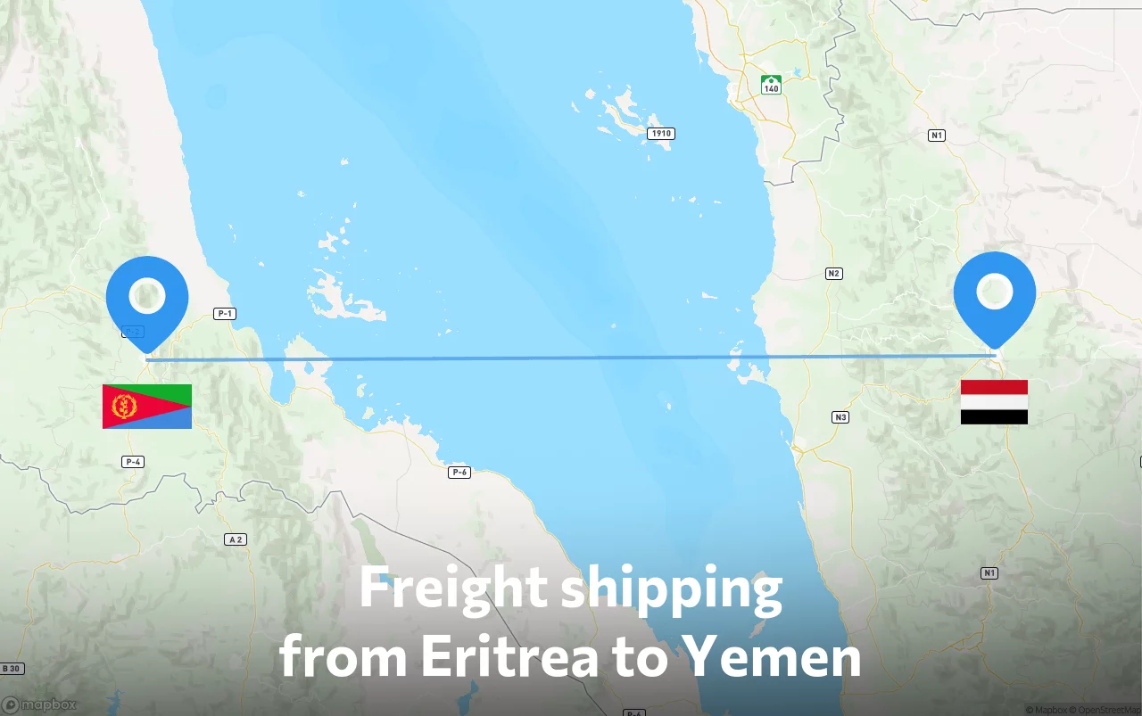 Shipping route from Eritrea to Yemen