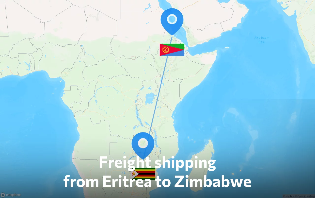 Shipping route from Eritrea to Zimbabwe