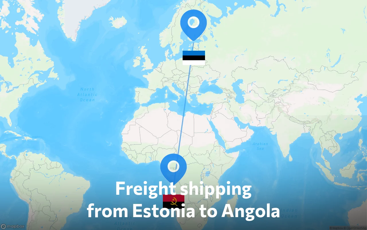 Shipping route from Estonia to Angola