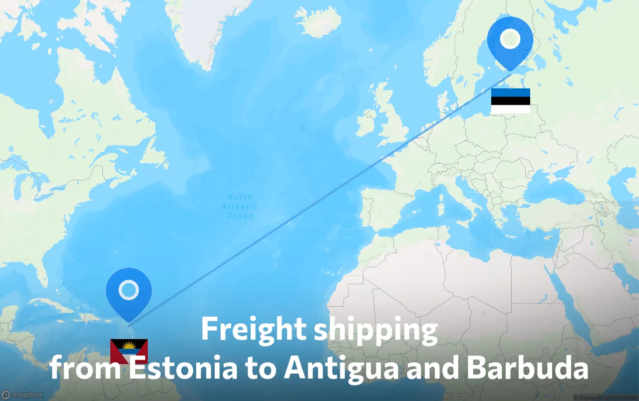 Shipping route from Estonia to Antigua and Barbuda