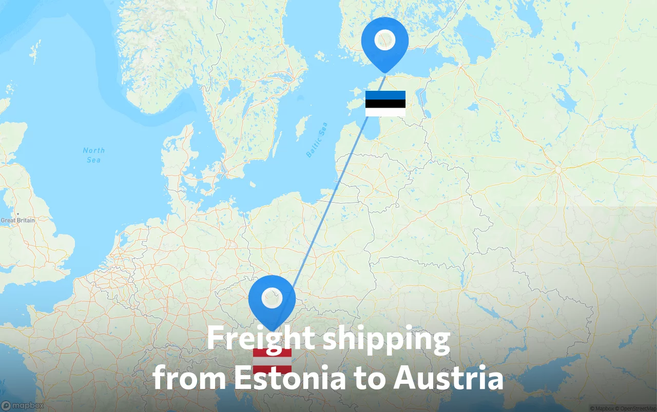 Shipping route from Estonia to Austria