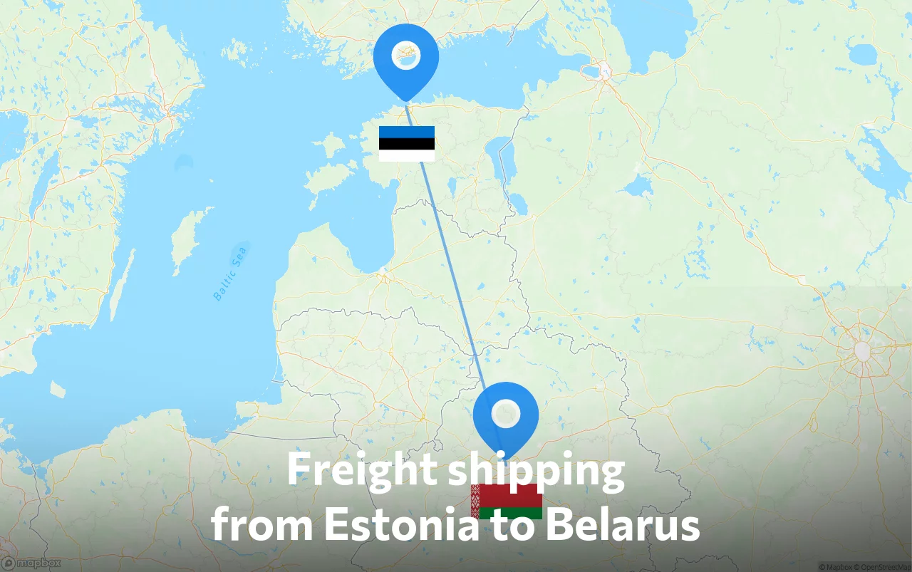 Shipping route from Estonia to Belarus
