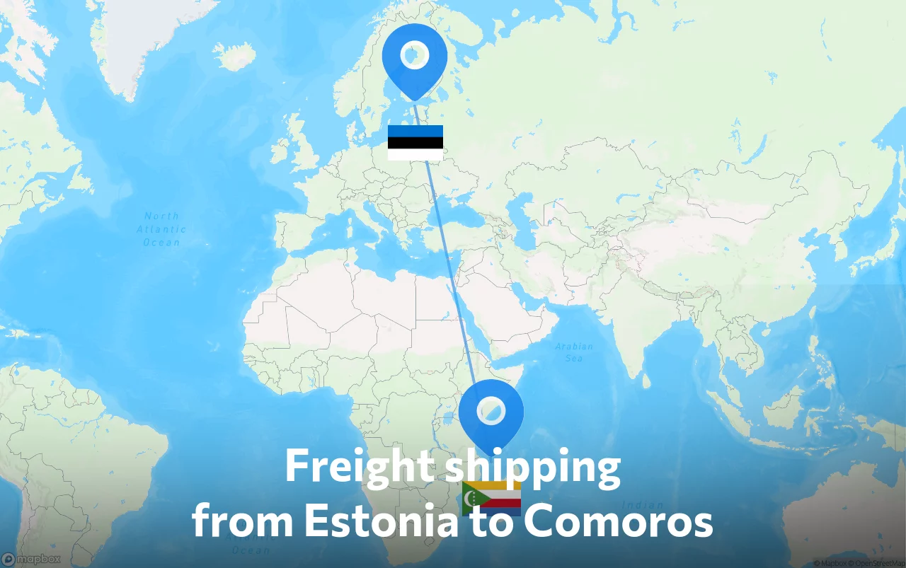 Shipping route from Estonia to Comoros