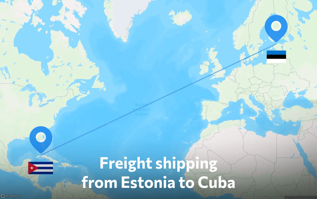 Shipping route from Estonia to Cuba