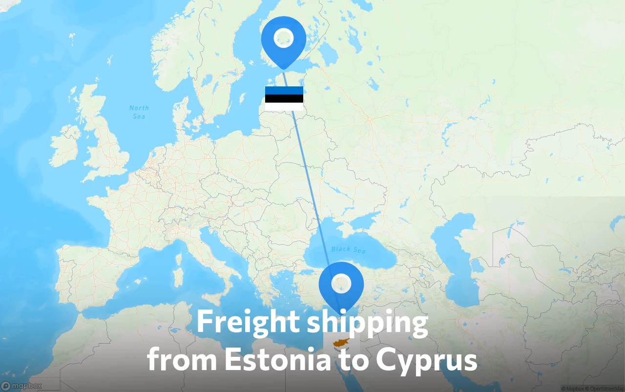 Shipping route from Estonia to Cyprus