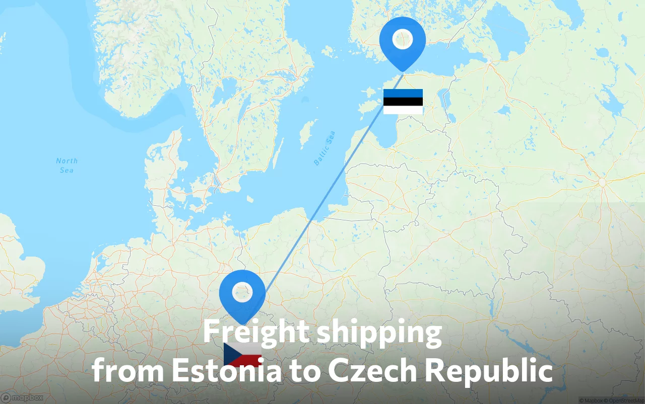 Shipping route from Estonia to Czech Republic