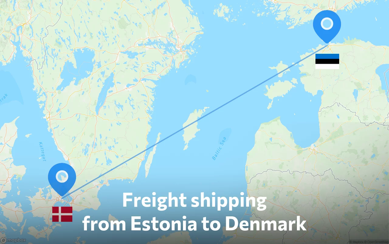 Shipping route from Estonia to Denmark