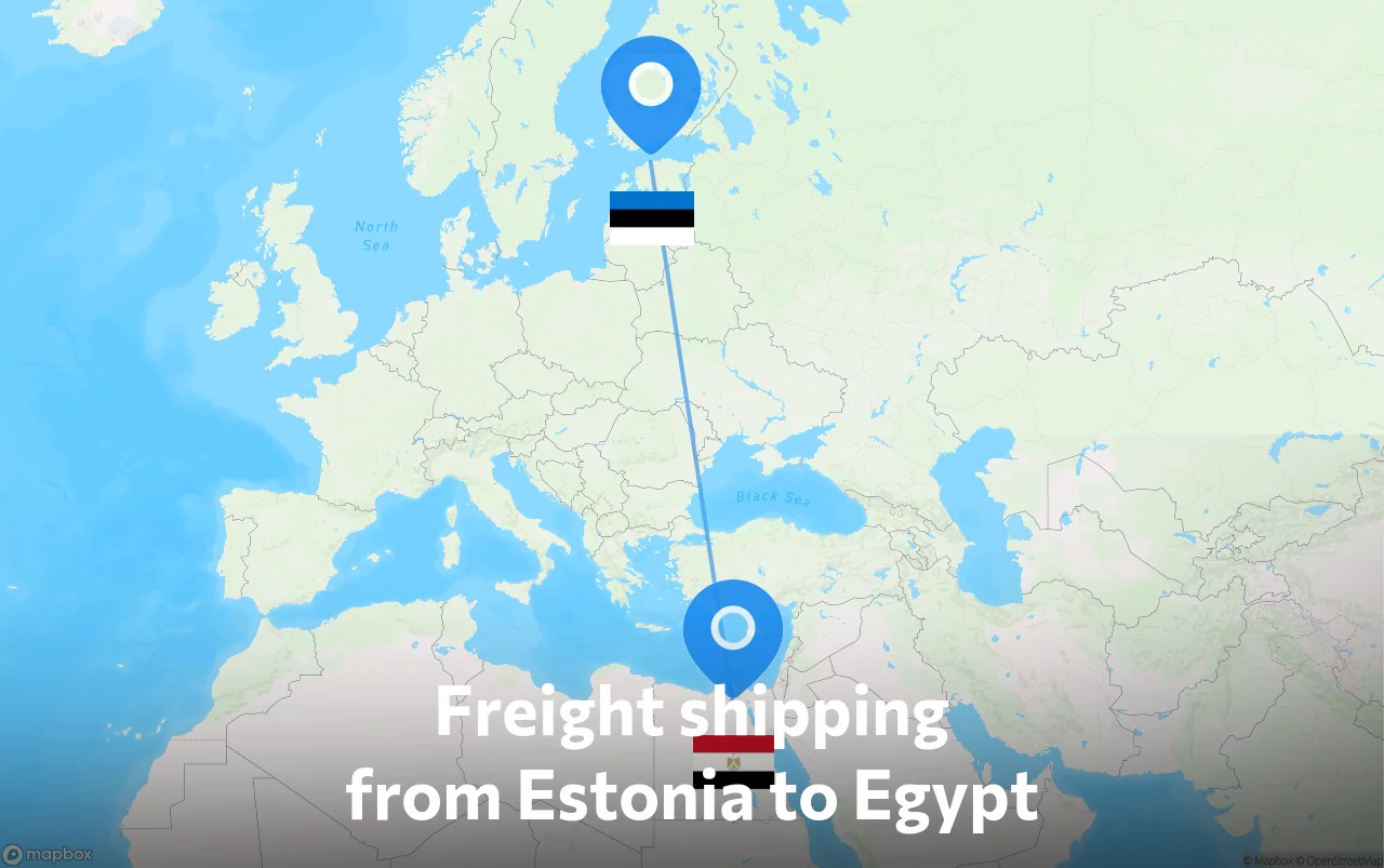 Shipping route from Estonia to Egypt