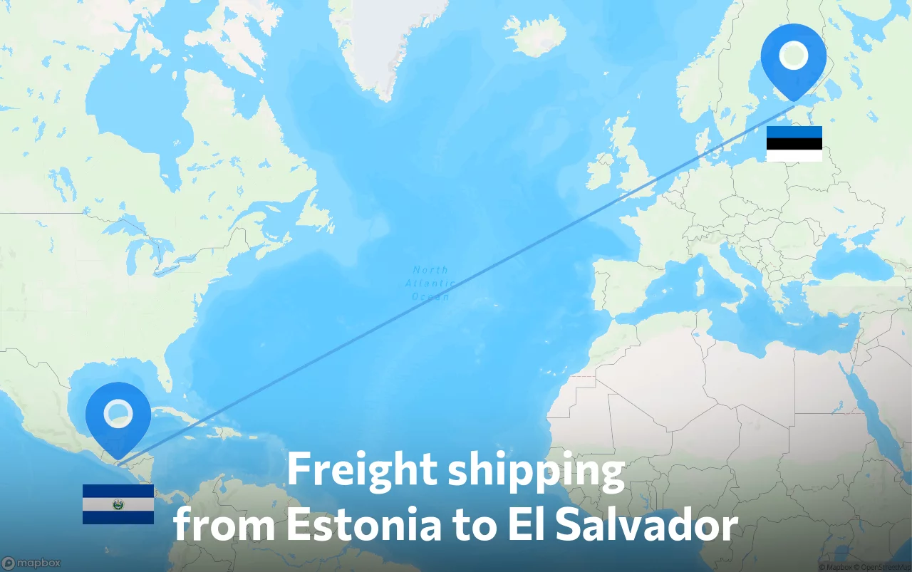 Shipping route from Estonia to El Salvador