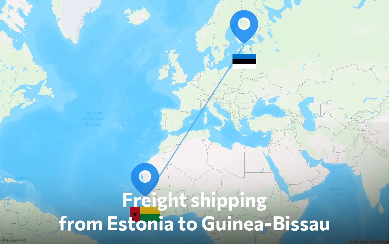 Shipping route from Estonia to Guinea-Bissau