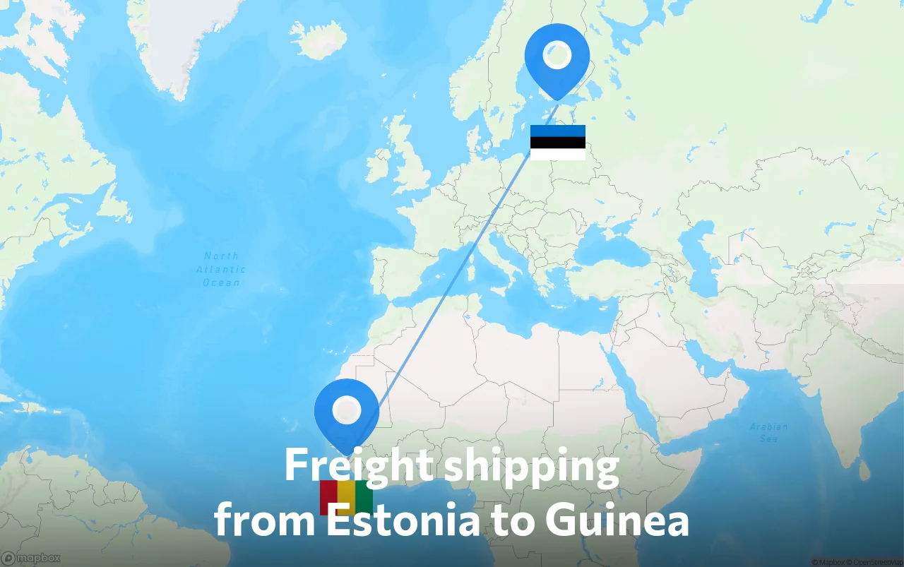 Shipping route from Estonia to Guinea
