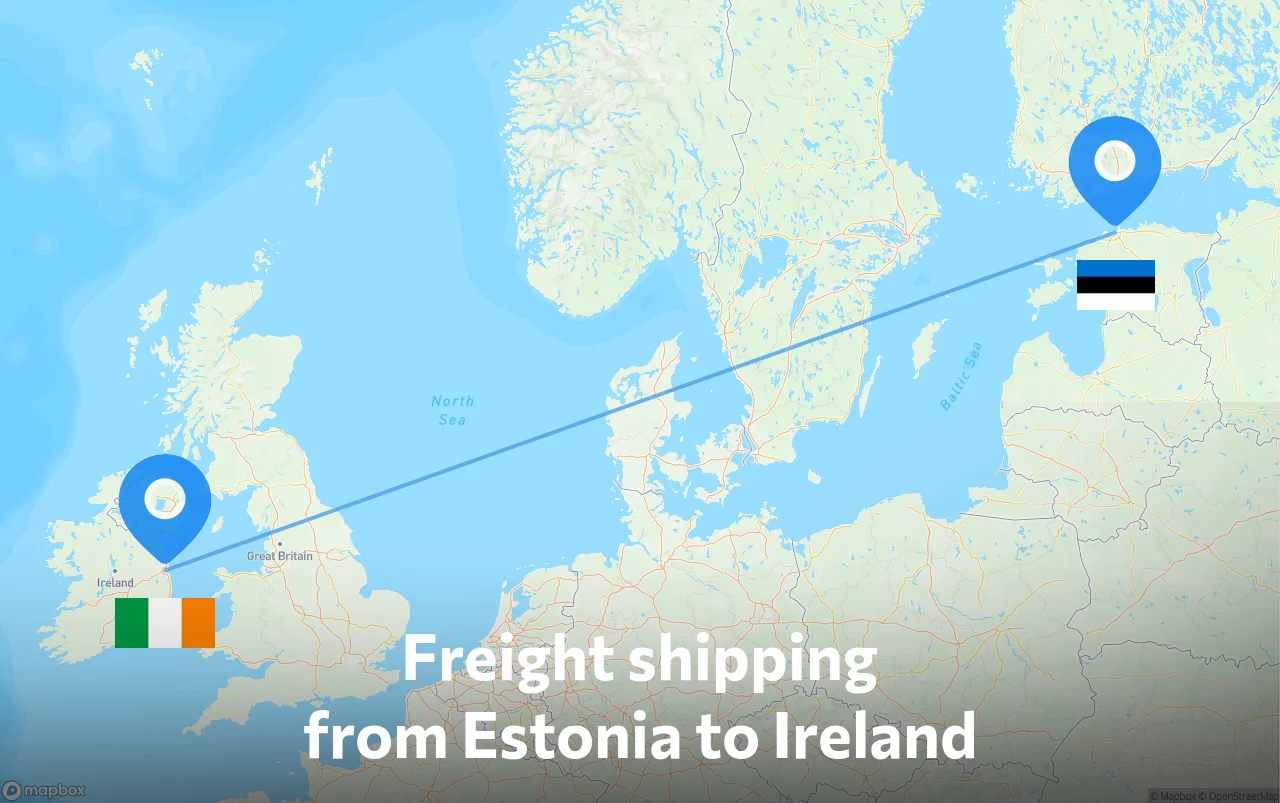 Shipping route from Estonia to Ireland