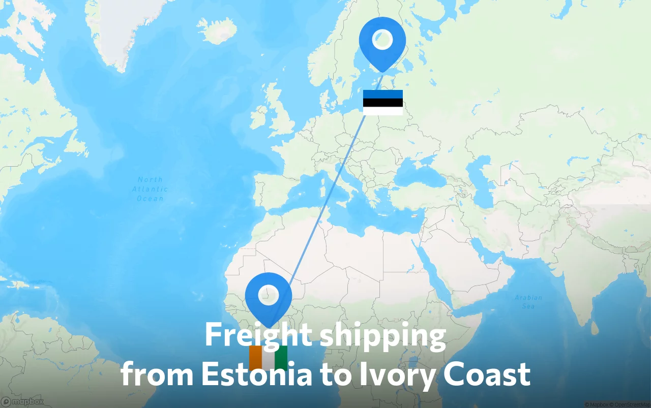 Shipping route from Estonia to Ivory Coast