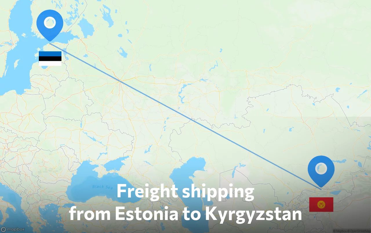 Shipping route from Estonia to Kyrgyzstan