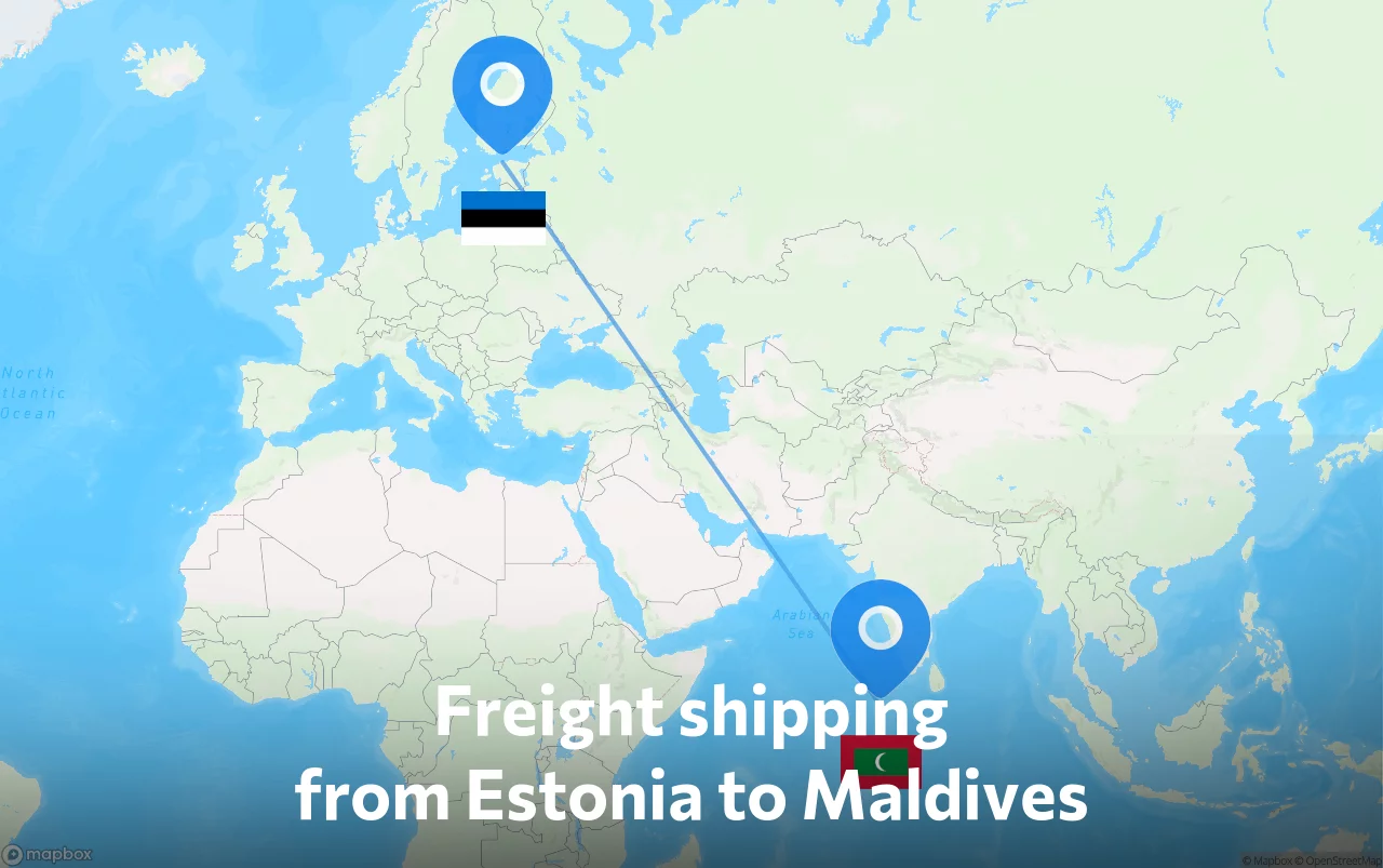 Shipping route from Estonia to Maldives