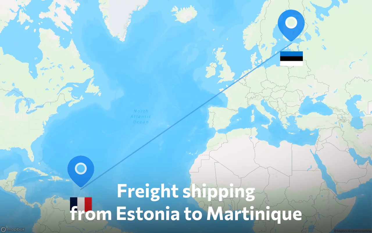 Shipping route from Estonia to Martinique