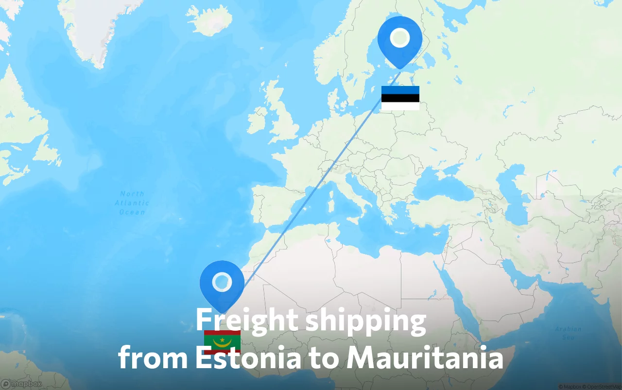 Shipping route from Estonia to Mauritania