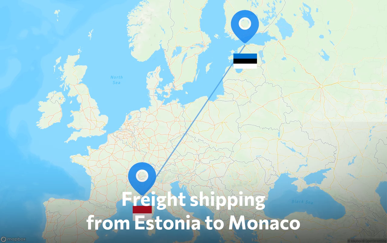 Shipping route from Estonia to Monaco