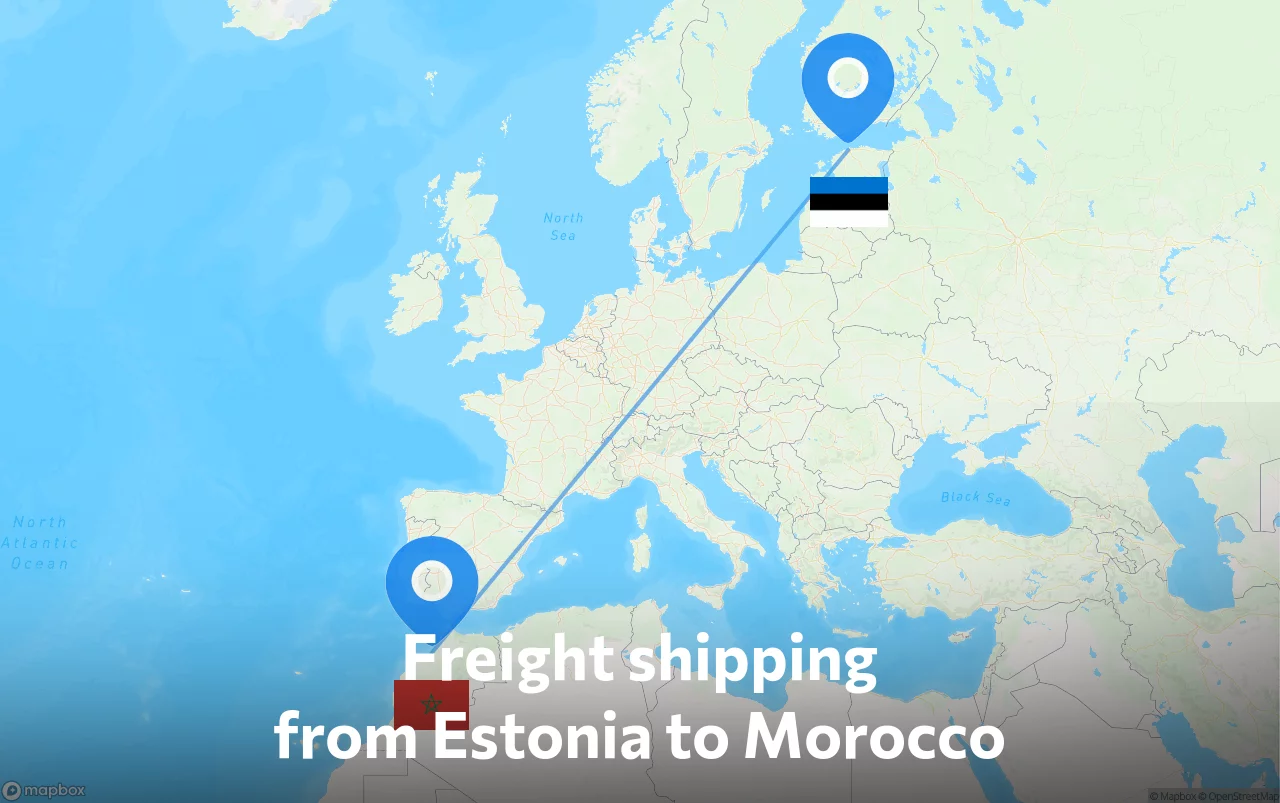 Shipping route from Estonia to Morocco