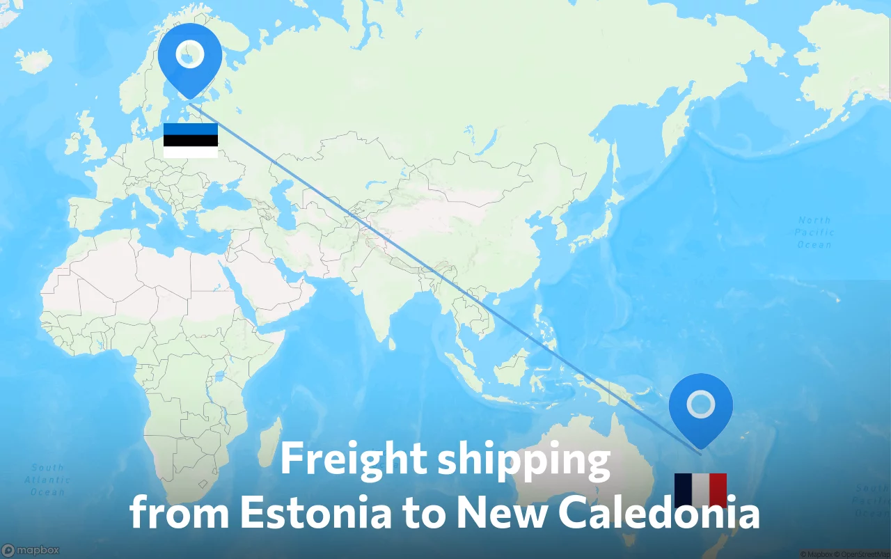 Shipping route from Estonia to New Caledonia