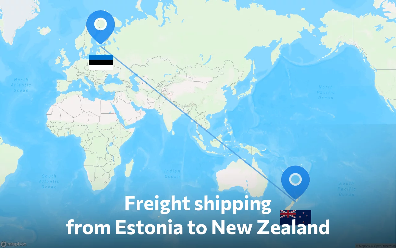 Shipping route from Estonia to New Zealand