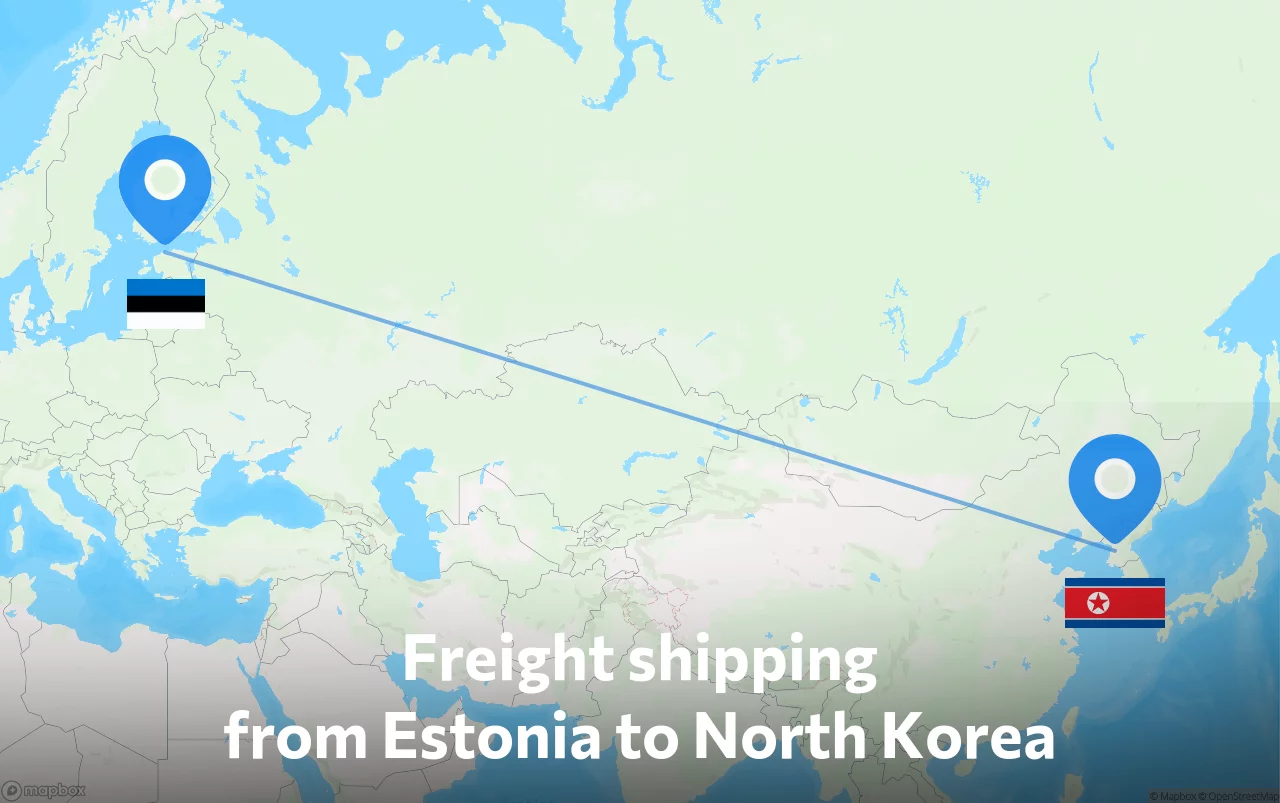Shipping route from Estonia to North Korea