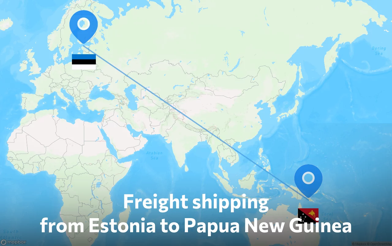 Shipping route from Estonia to Papua New Guinea