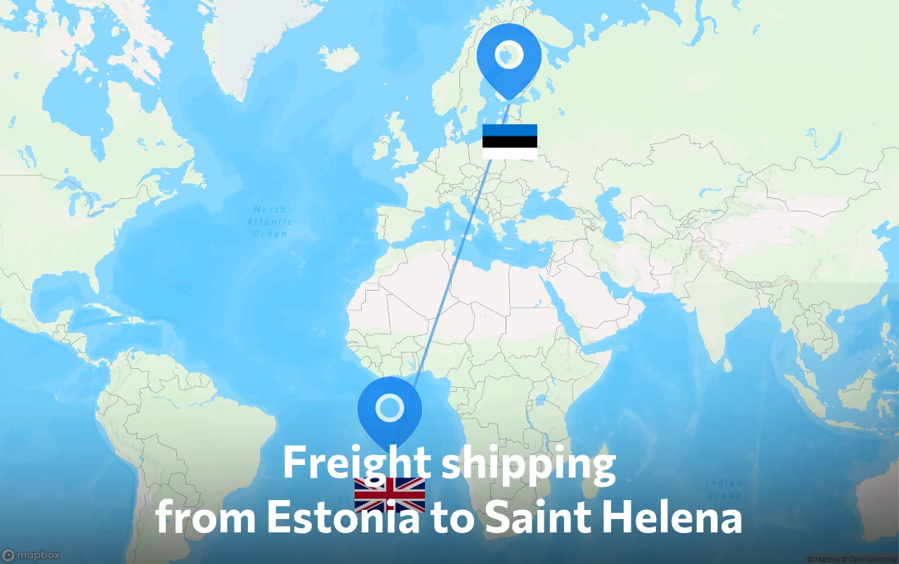 Shipping route from Estonia to Saint Helena