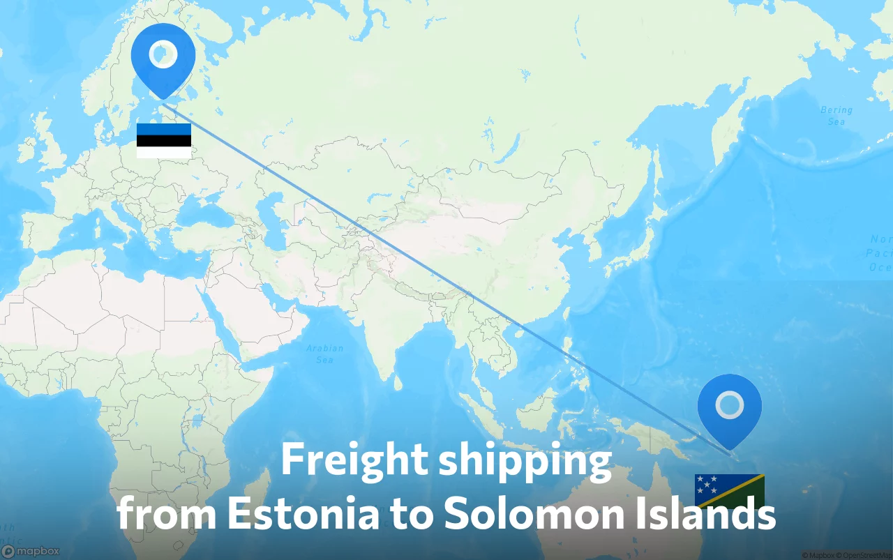 Shipping route from Estonia to Solomon Islands