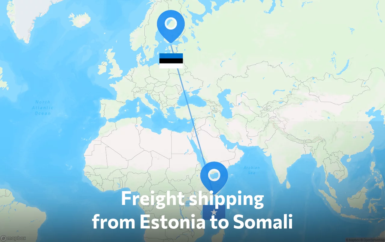 Shipping route from Estonia to Somali