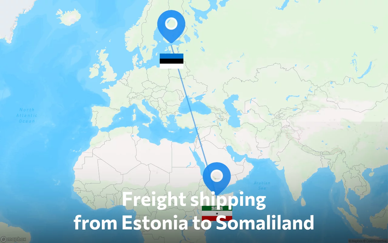 Shipping route from Estonia to Somaliland