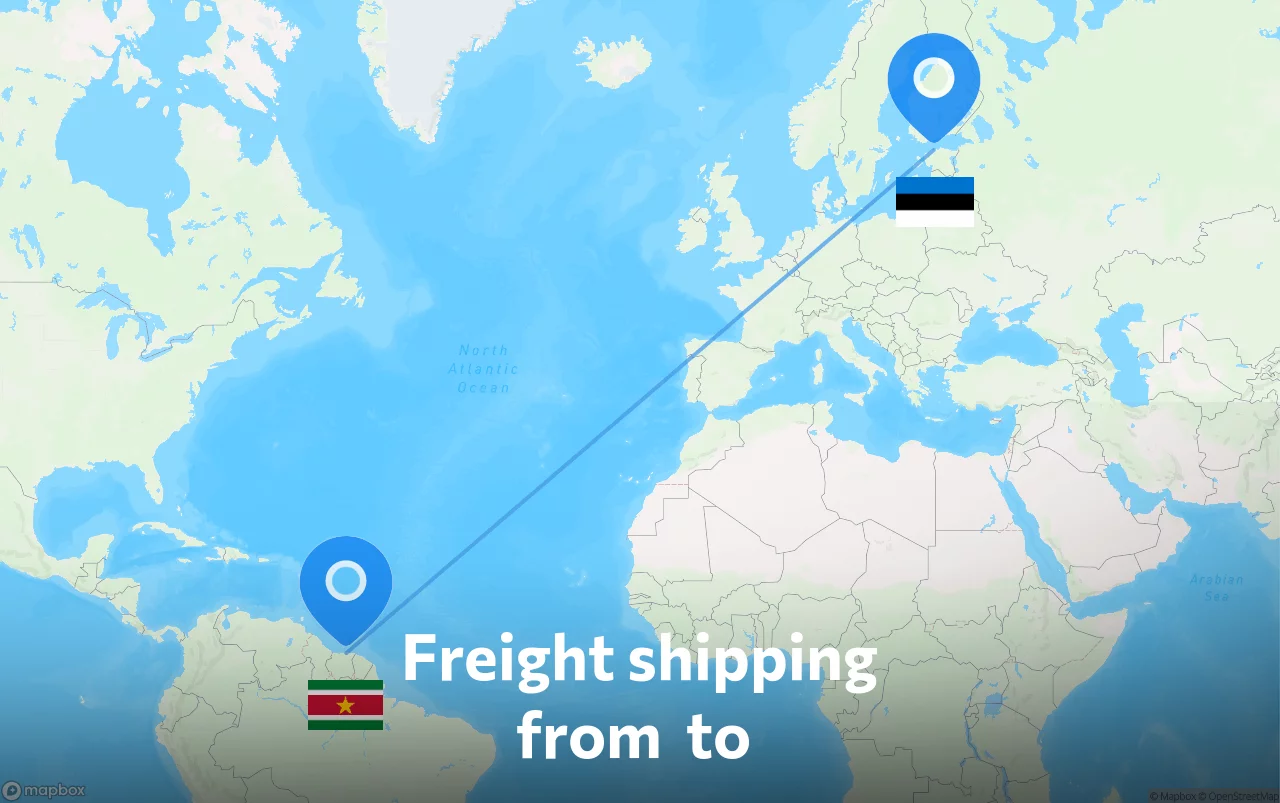 Shipping route from Estonia to Suriname