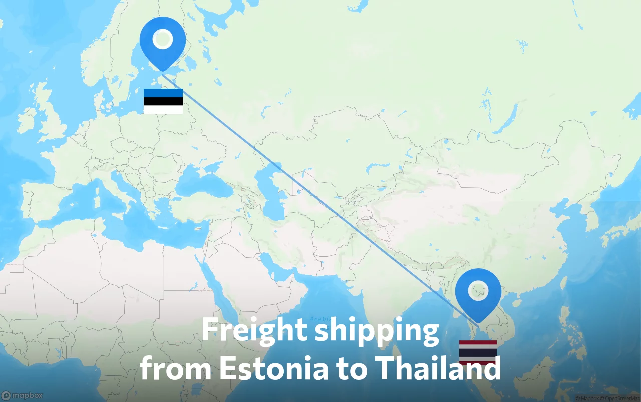 Shipping route from Estonia to Thailand