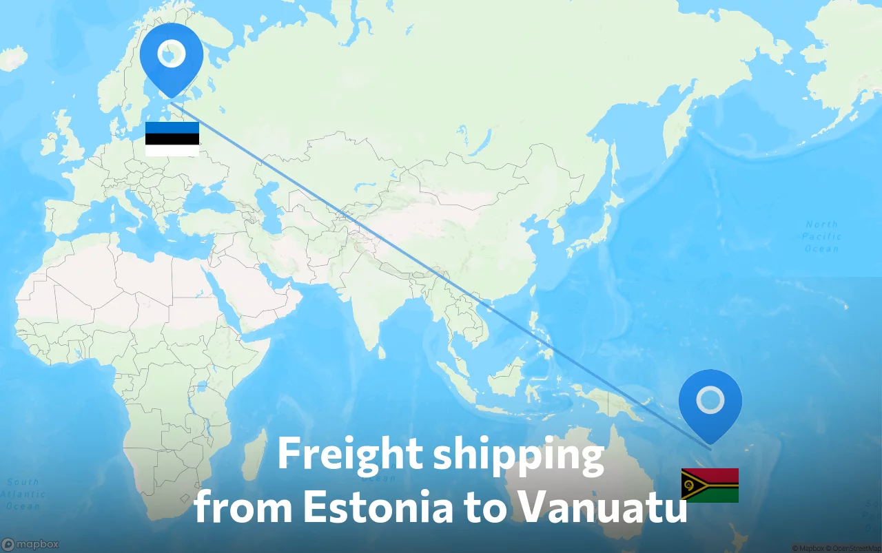Shipping route from Estonia to Vanuatu