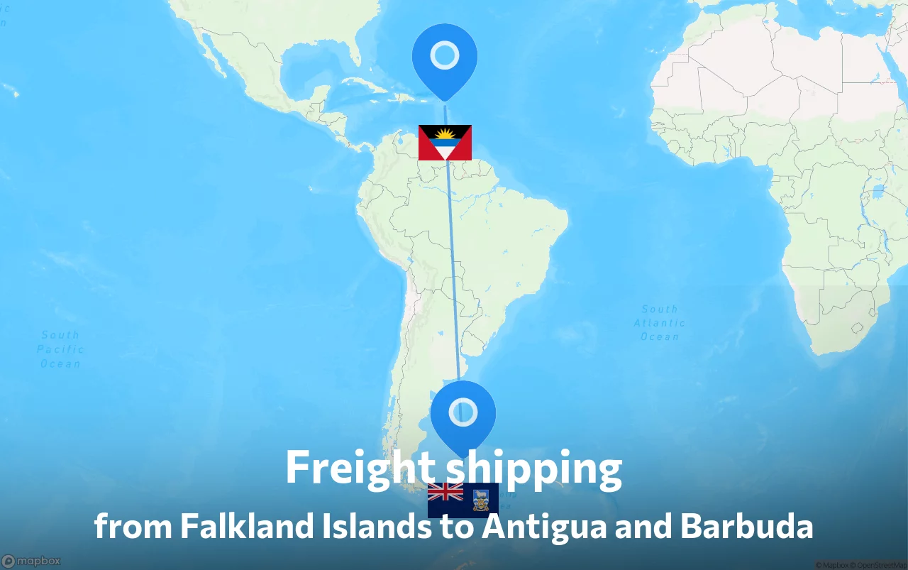 Shipping route from Falkland Islands to Antigua and Barbuda