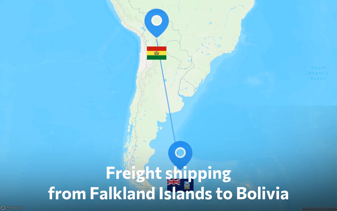 Shipping route from Falkland Islands to Bolivia