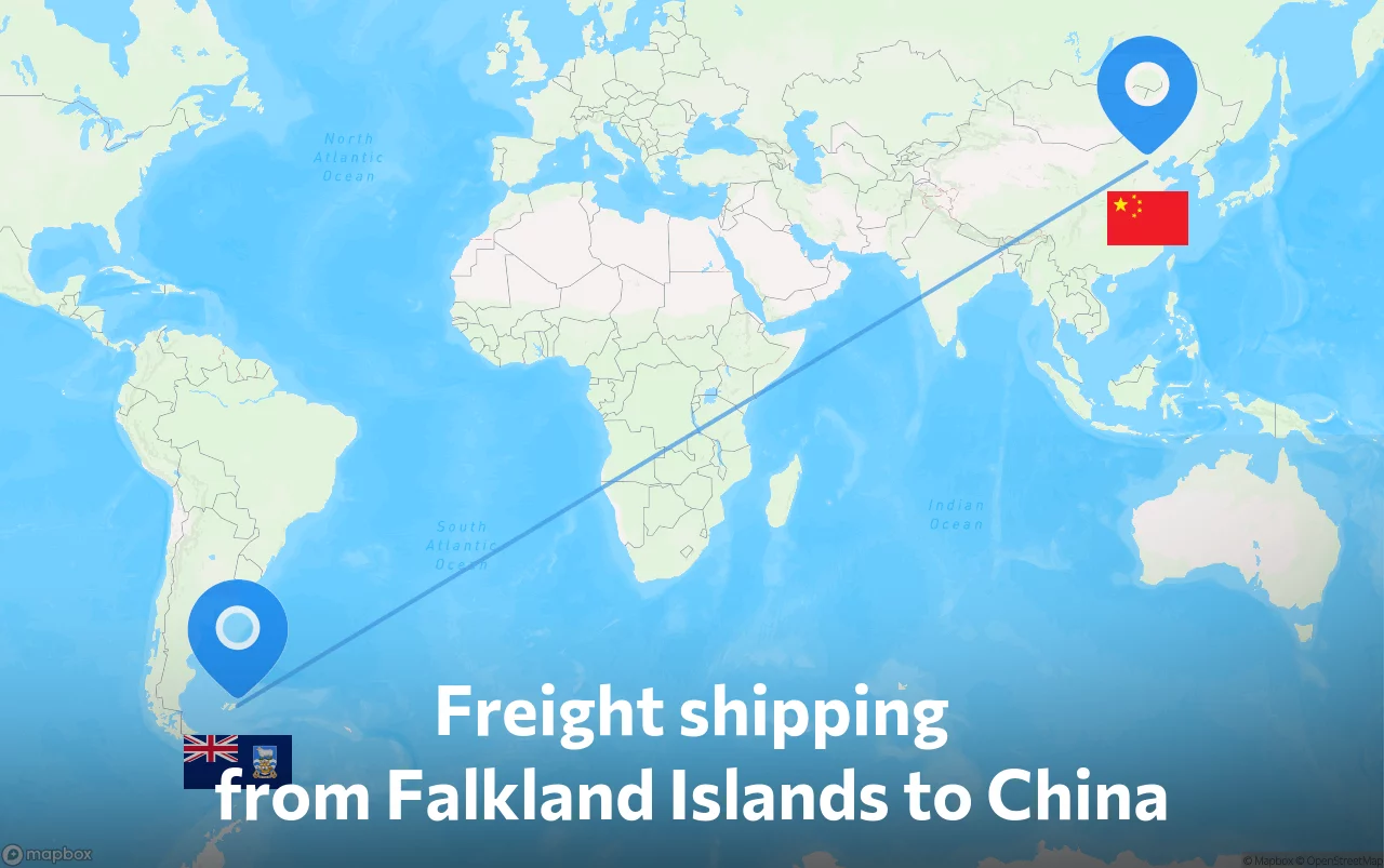 Shipping route from Falkland Islands to China