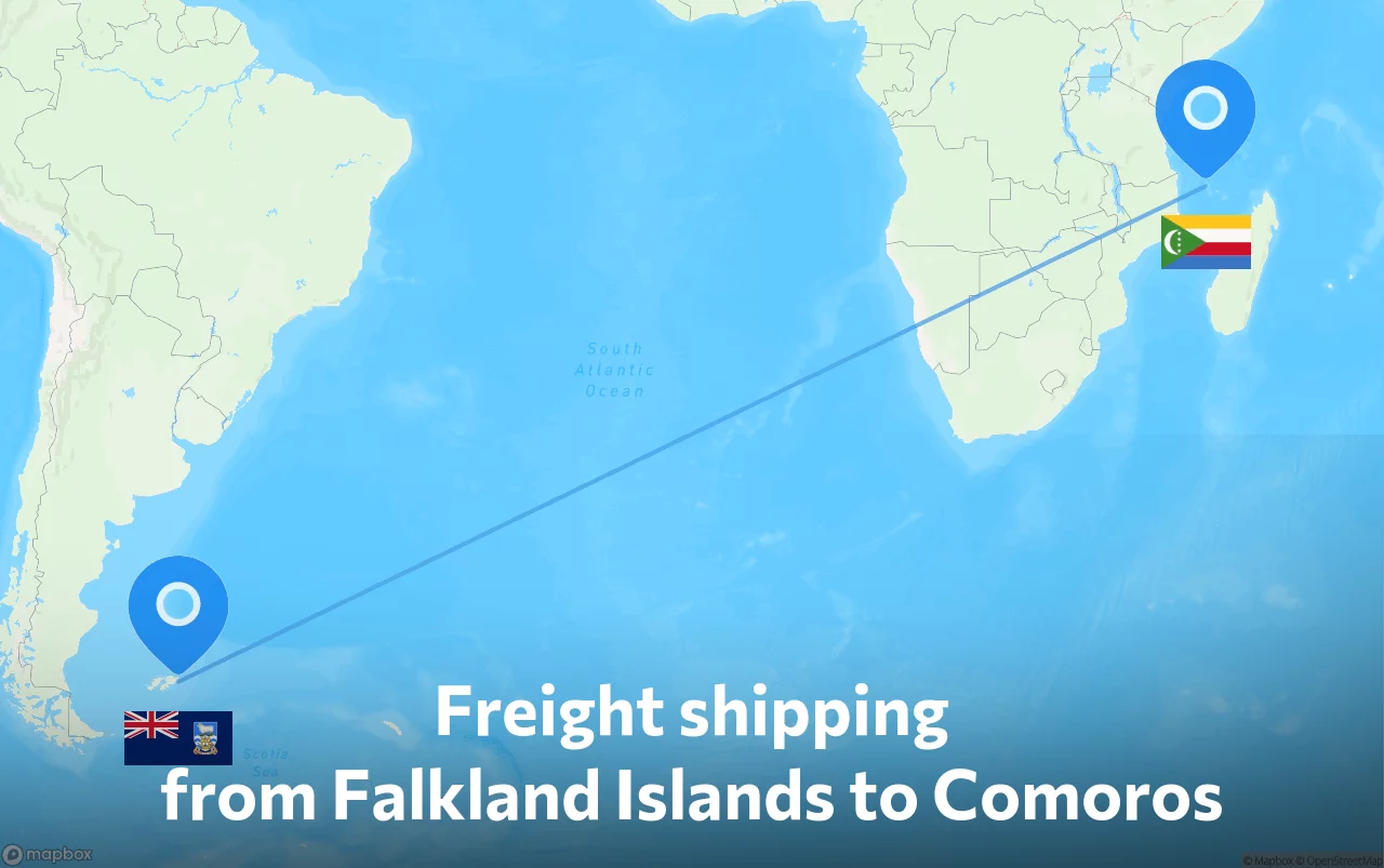 Shipping route from Falkland Islands to Comoros