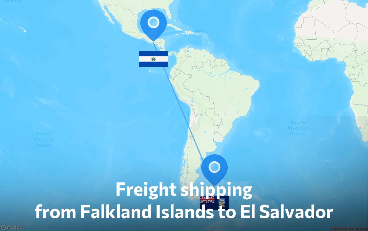 Shipping route from Falkland Islands to El Salvador