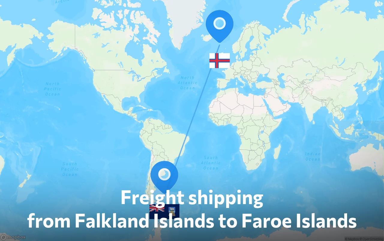 Shipping route from Falkland Islands to Faroe Islands
